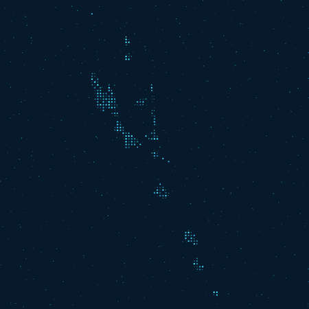 Abstract Dotted Halftone with starry effect in dark Blue background with map of Vanuatu. Digital dotted technology design sphere and structure. vector illustrationのイラスト素材