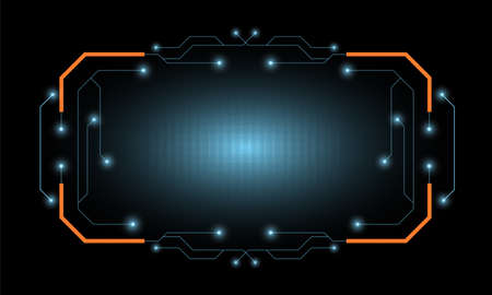 Abstract blue screen Hi-tech hologram frame technology background. Futuristic HUD technology frame background.のイラスト素材