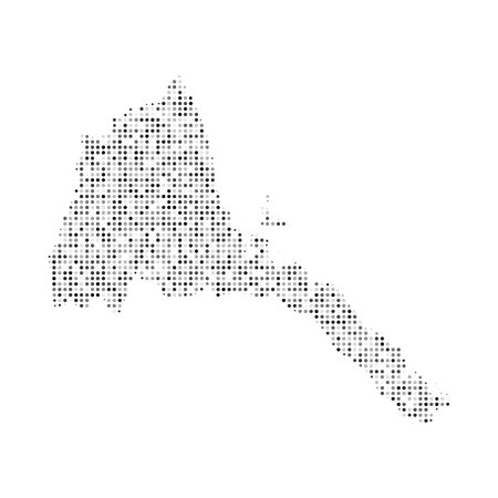Abstract dotted black and white halftone effect vector map of Eritrea. Country map digital dotted design vector illustration.のイラスト素材