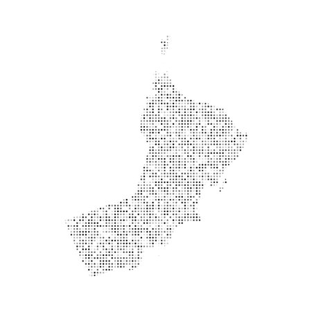 Abstract dotted black and white halftone effect vector map of Oman. Country map digital dotted design vector illustration.のイラスト素材