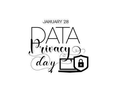 January 28 - Calligraphy style hand lettering design for Data Privacy day. Vector template for banner, poster, tshirt, card.のイラスト素材
