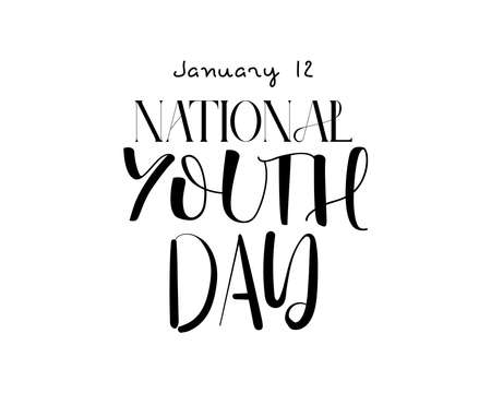 January 12 - National Youth Day. hand lettering vector design for National Youth Day. Calligraphy illustration for banner, poster, tshirt, card.のイラスト素材