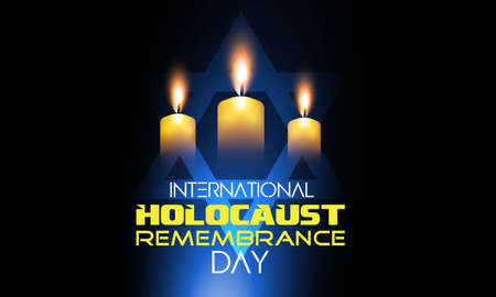 International Holocaust Remembrance Day Candle Lighting vector banner. January 27 candle against holocaust black.のイラスト素材
