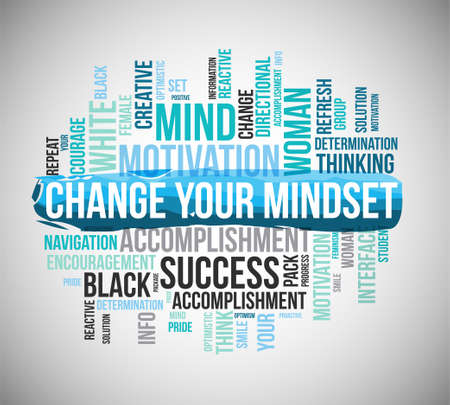 Change your mindset word cloud template. Business concept vector background.のイラスト素材