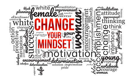 Change your mindset word cloud template. Business concept vector background.のイラスト素材