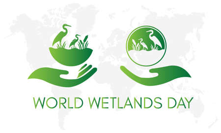 World Wetlands Day. Vector template for banner, card, poster, background.のイラスト素材