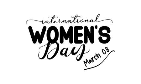 International Women's Day. Brush calligraphy style vector template design for banner, card, poster, background.のイラスト素材