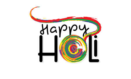 Happy holi. Hindu festival brush calligraphy concept vector design for banner, card, poster, background.のイラスト素材