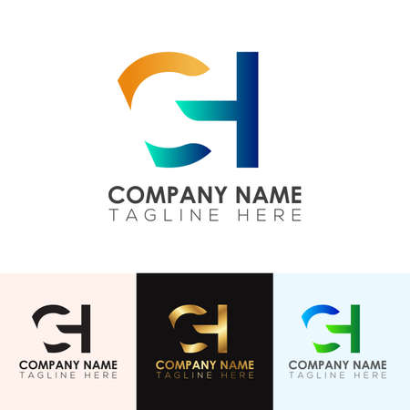 Abstract gradient CH letter logo designのイラスト素材