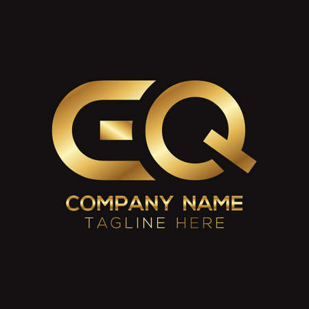 Golden metallic EQ letter logo designのイラスト素材