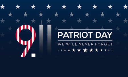 Patriot Day. Memory of September 11 9/11 USA. Vector template for banner, card, poster, background.のイラスト素材
