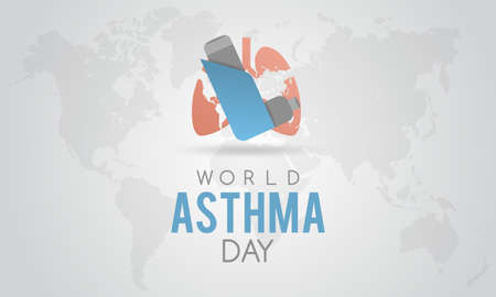 World Asthma Day. Annual health prevention day concept for banner, poster, card and background design.のイラスト素材
