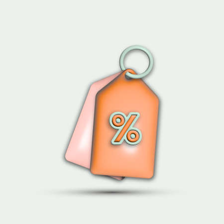 3D tag Percent. concept of Percentage, discount, sale, promotion. 3d render illustrationの写真素材