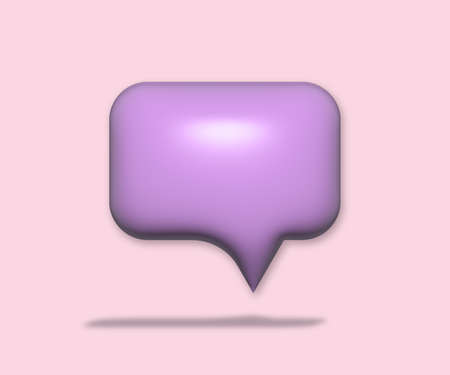 3D minimal purple chat bubble on light purple background. concept of social media messages. 3d...