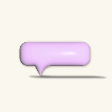 3D minimal purple chat bubble on light yellow background. concept of social media messages. 3d render illustrationの写真素材