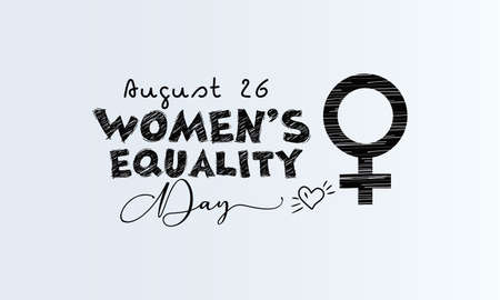 Women's equality day. Black script calligraphy vector design for banner, poster, card and background.のイラスト素材
