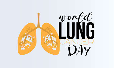World lung cancer day. Black script calligraphy vector design for banner, poster, card and background. Health awareness vector template.のイラスト素材