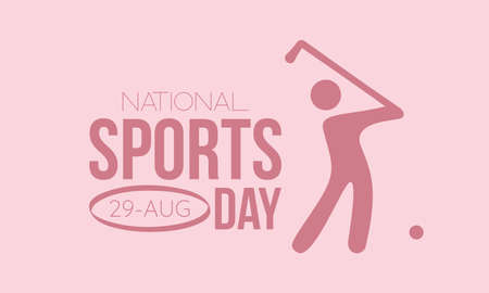 National Sports Day calligraphic banner design on pink background. Script lettering banner, poster, card concept idea. Sports awareness vector template.のイラスト素材