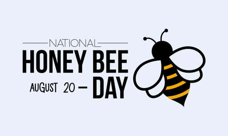 National honey bee day calligraphic banner design on white background. Script lettering banner, poster, card concept idea. Shiny awareness vector template.のイラスト素材