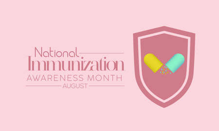 National Immunization Awareness Month calligraphic banner design on isolated background. Script lettering banner, poster, card concept idea. Health awareness vector template.のイラスト素材