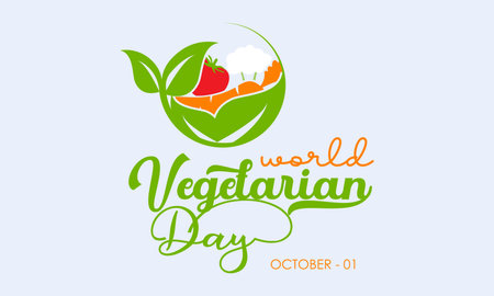 Vector illustration design concept of World Vegetarian Day observed on every 1st Octoberのイラスト素材