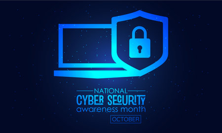 Vector illustration design concept of national cyber security awareness month observed on every octoberのイラスト素材