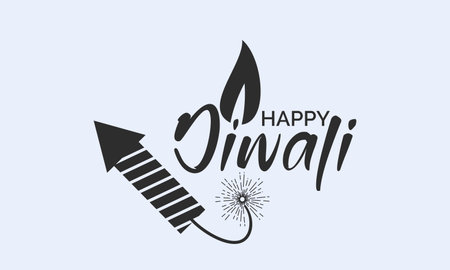Happy Diwali/Deepavali Calligraphy letter design concept. Festival design vector with Diwali lamp.のイラスト素材