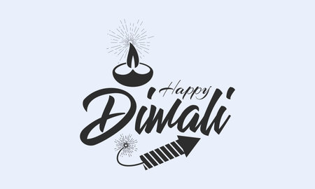 Calligraphy letter design concept of Happy Diwali/Deepavali with light lamp. Festival design vector illustration.のイラスト素材