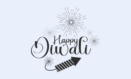 Calligraphy letter design concept of Happy Diwali/Deepavali with light lamp. Festival design vector illustration.のイラスト素材