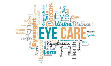 Eye Care world cloud background. Health awareness Vector illustration design concept.のイラスト素材
