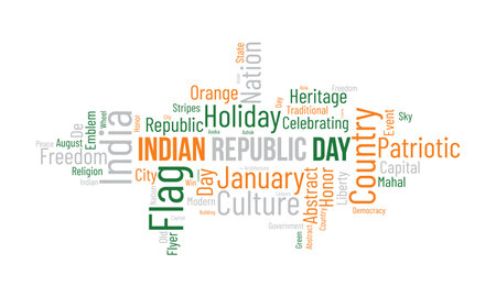 Indian Republic Day world cloud background. Federal awareness Vector illustration design concept.のイラスト素材