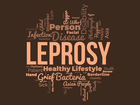 Leprosy world cloud background. Health awareness Vector illustration design concept.のイラスト素材