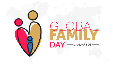 Vector illustration design concept of Global Family Day observed on January 1のイラスト素材
