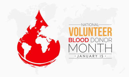 Vector banner template design concept of National Volunteer Blood Donor Month observed on every Januaryのイラスト素材