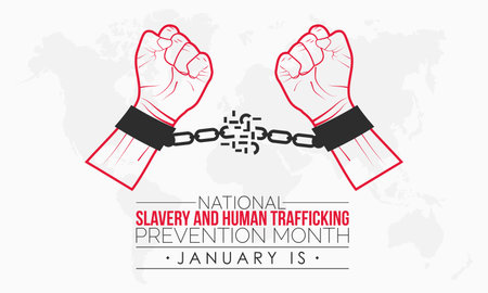 Vector banner template design concept of National Slavery and Human Trafficking Prevention Month observed on every Januaryのイラスト素材