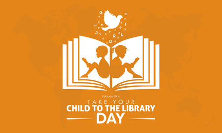 Vector illustration banner design template concept of Take Your Child To The Library Day observed on February 04のイラスト素材