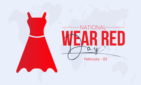 Vector illustration banner design template concept of National Wear Red Day observed on February 03のイラスト素材