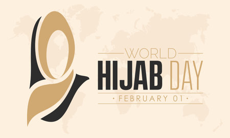 Vector illustration banner design template concept of World Hijab Day observed on February 01のイラスト素材
