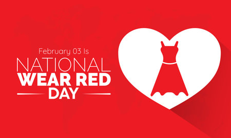 Vector illustration banner design template concept of National Wear Red Day observed on February 03のイラスト素材