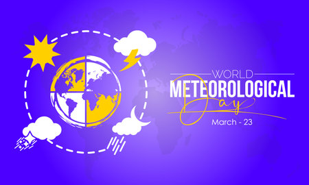 Cloud forecast weather awareness concept banner design of World Meteorological Day observed on March 23のイラスト素材