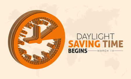 warming darkness fall concept banner design of Daylight Saving Time begins observed on March 14のイラスト素材