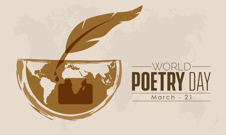 Annual celebration concept of World Poetry Day. Holiday concept of March 21のイラスト素材