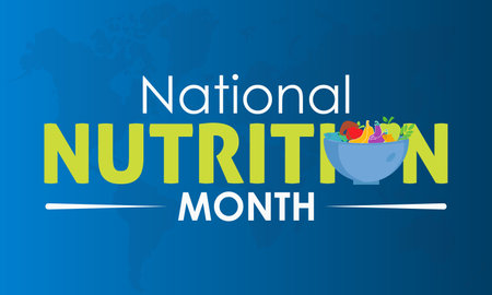National Nutrition Month. Importance of quality nutritious foods concept celebration on Marchのイラスト素材