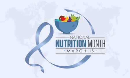 National Nutrition Month. Importance of quality nutritious foods concept celebration on Marchのイラスト素材
