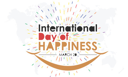 International Day of Happiness. importance of happiness within healthy and happy lives concept of March 20th.のイラスト素材