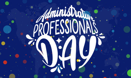 Administrative Professionals Day. secretaries, administrative, executive, personal assistants day concept banner, card, template, tshirt design with dot halftone in blue background. observed on April 26のイラスト素材