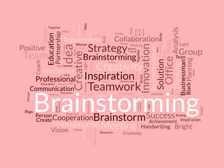 Word cloud background concept for Brainstorming. Creative innovation, brainstorm idea, strategy of business success. vector illustration.のイラスト素材