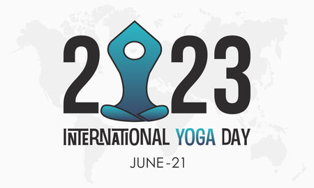 2023 Concept International Yoga Day healthy fitness with exercise medication vector banner templateのイラスト素材