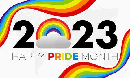 2023 Concept Pride Month transgender community celebration vector template. Diversity, homosexual, rainbow concept banner.のイラスト素材