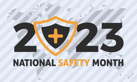 2023 Concept National Safety Month. International road safety prevention vector banner illustration template.のイラスト素材